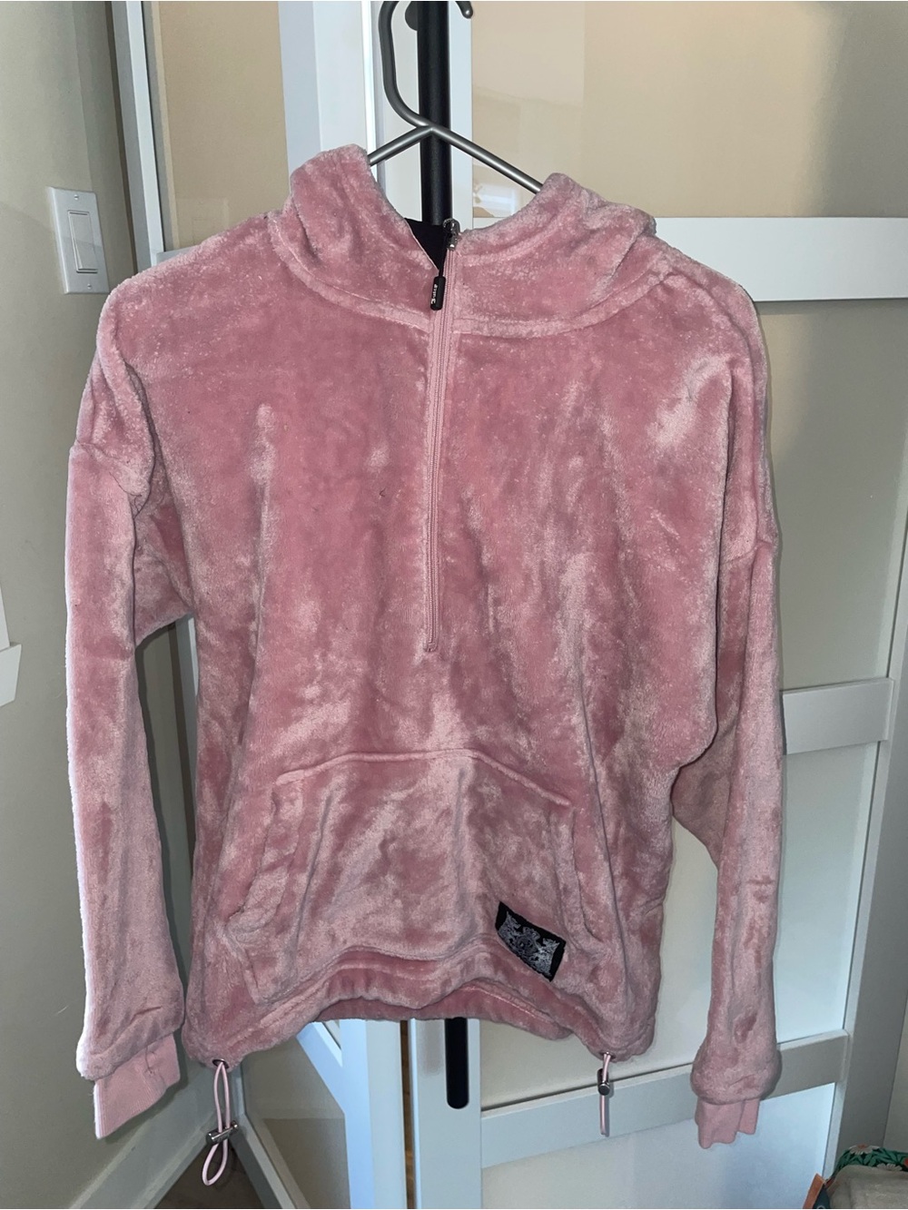 Juicy Couture Plush Half-Zip Hoodie Jacket - Dusty Rose Pink